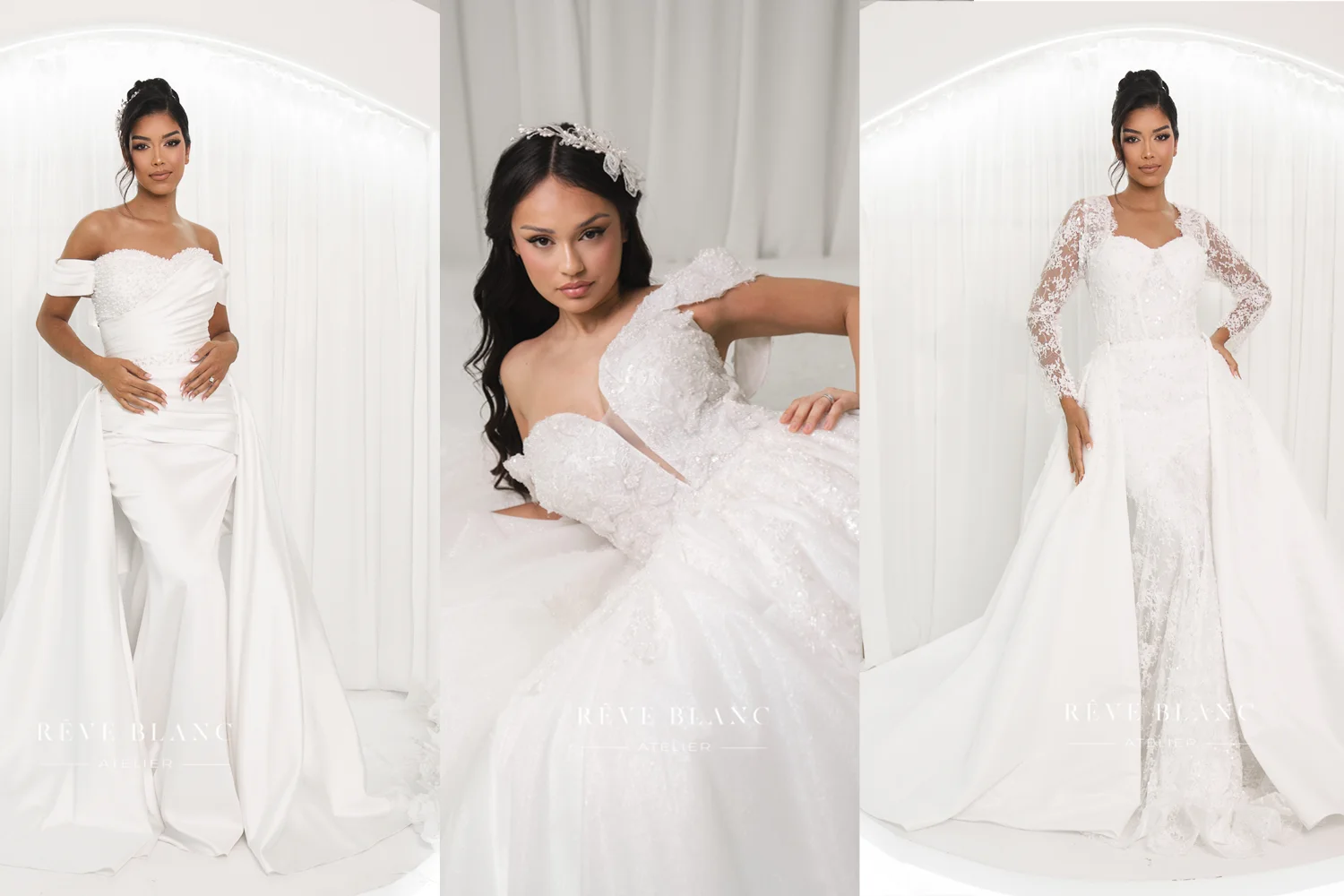 Trois robes de la collection Rêve Blanc